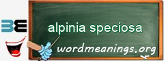 WordMeaning blackboard for alpinia speciosa